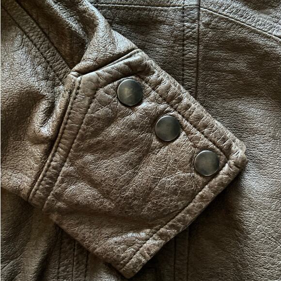 Jakett New York Leather Biker Moto Jacket Asymmetrical Zip Cargo Pocket Brown - Picture 9 of 13